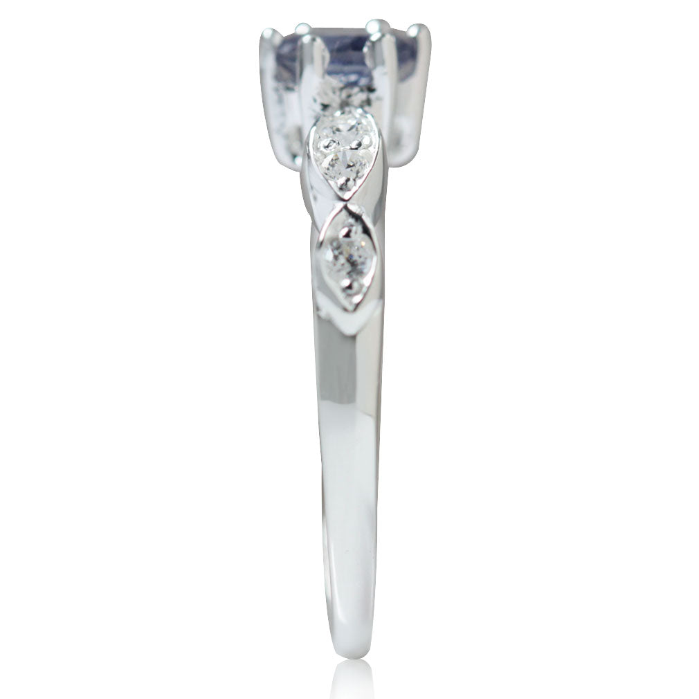 Simulated Color Chang Alexandrite and White Cubic Zirconia 925 Sterling Silver Engagement Ring - Silvershake-store