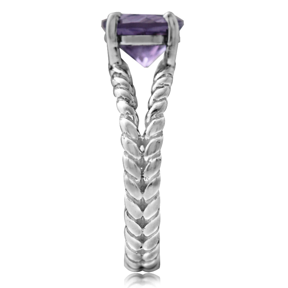 1.66ct. Natural Amethyst 925 Sterling Silver Double Rope Twist Ring silvershake