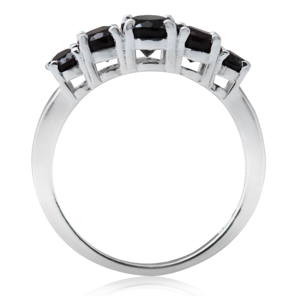 2.72ct. 5 Stone Natural Garnet White Gold Plated 925 Sterling Silver Ring - Silvershake-store