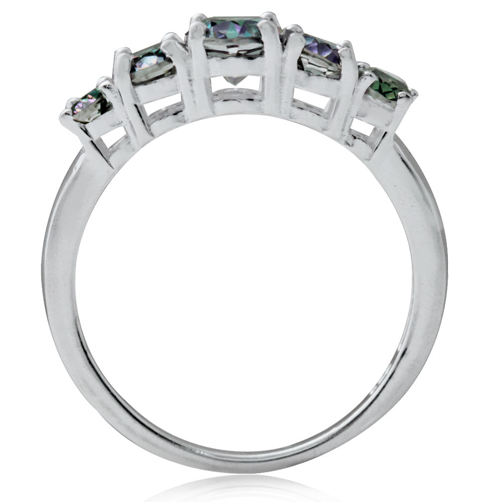 2.58ct. 5 Stone Mystic Fire Topaz White Gold Plated 925 Sterling Silver Ring - Silvershake-store