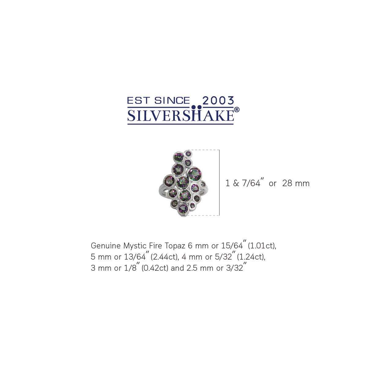 5.32ct. Mystic Fire Topaz White Gold Plated 925 Sterling Silver Cluster Ring silvershake