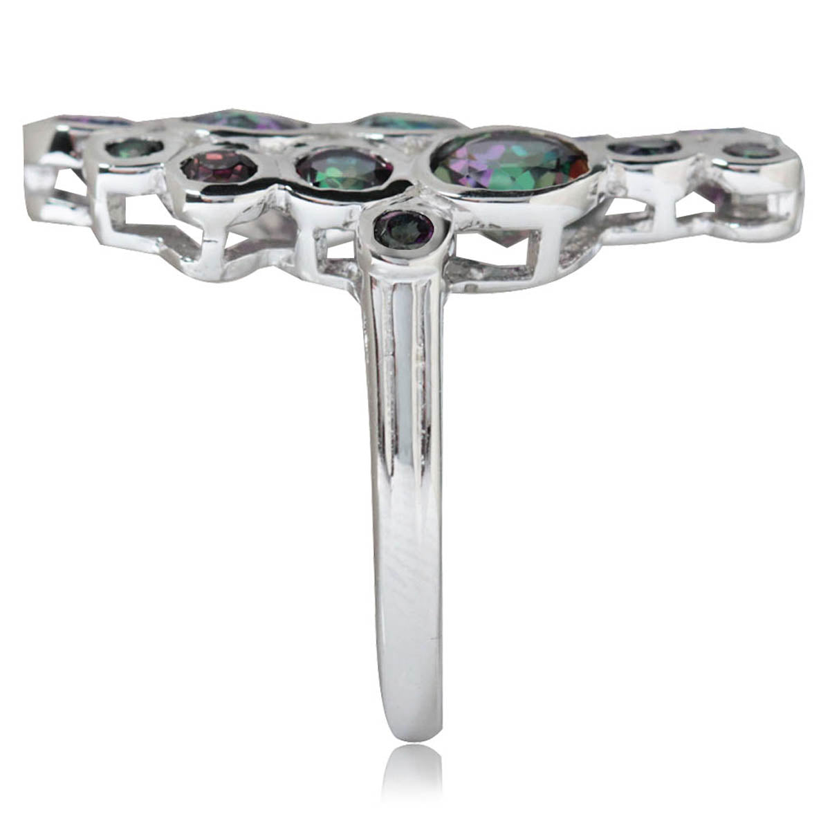 5.32ct. Mystic Fire Topaz White Gold Plated 925 Sterling Silver Cluster Ring silvershake