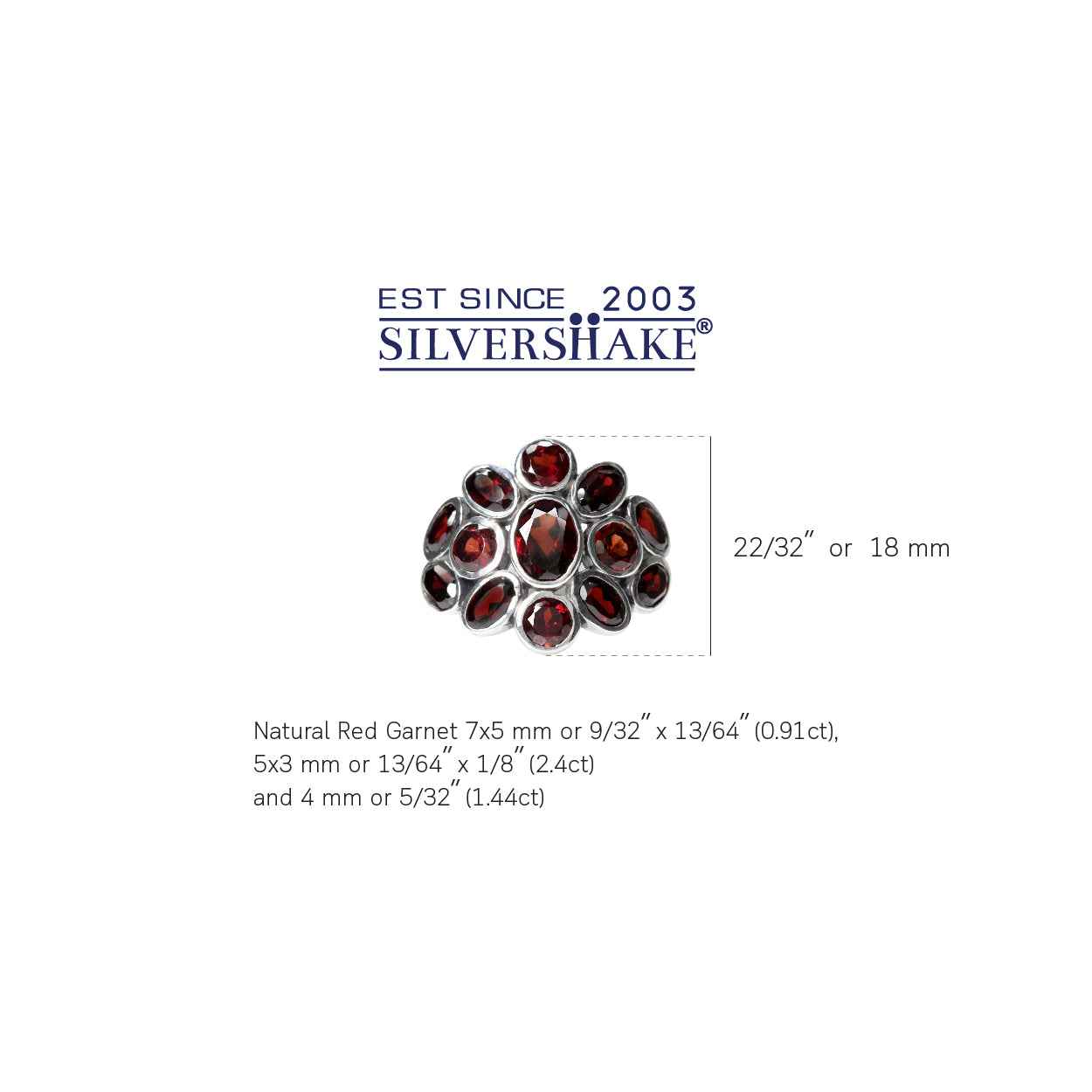 4.75 CTW Natural Red Garnet White Gold Plated 925 Sterling Silver Cluster Cocktail Ring
