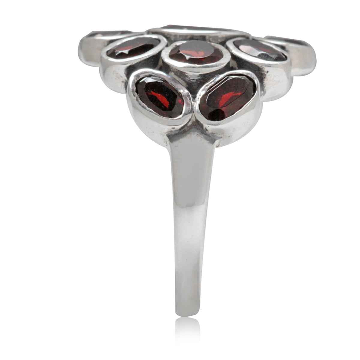 4.75 CTW Natural Red Garnet White Gold Plated 925 Sterling Silver Cluster Cocktail Ring