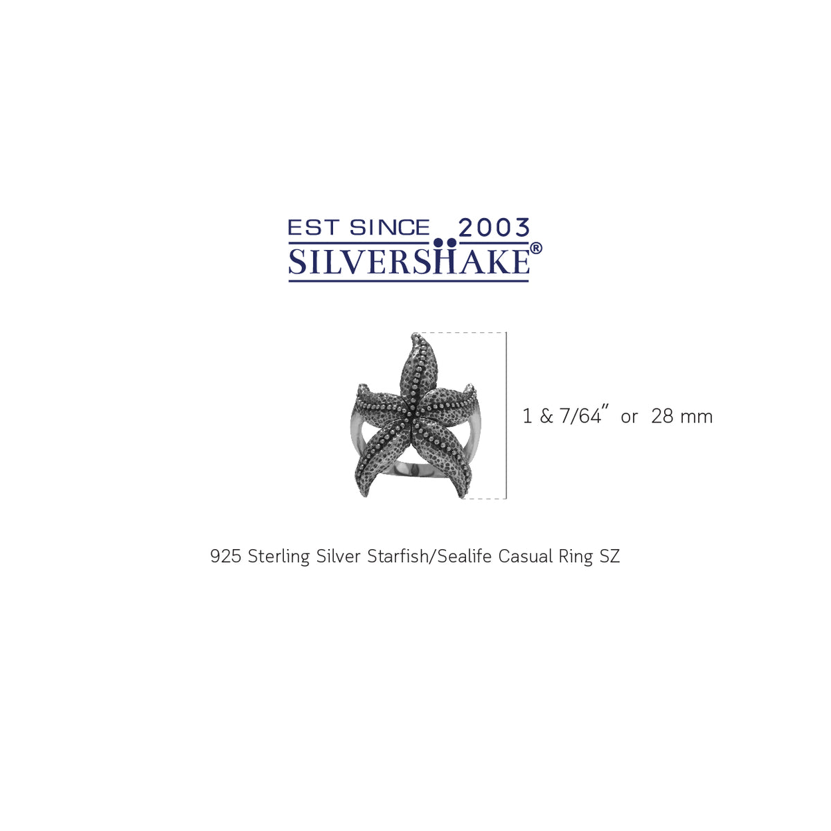 925 Sterling Silver Starfish/Sealife Casual Ring silvershake