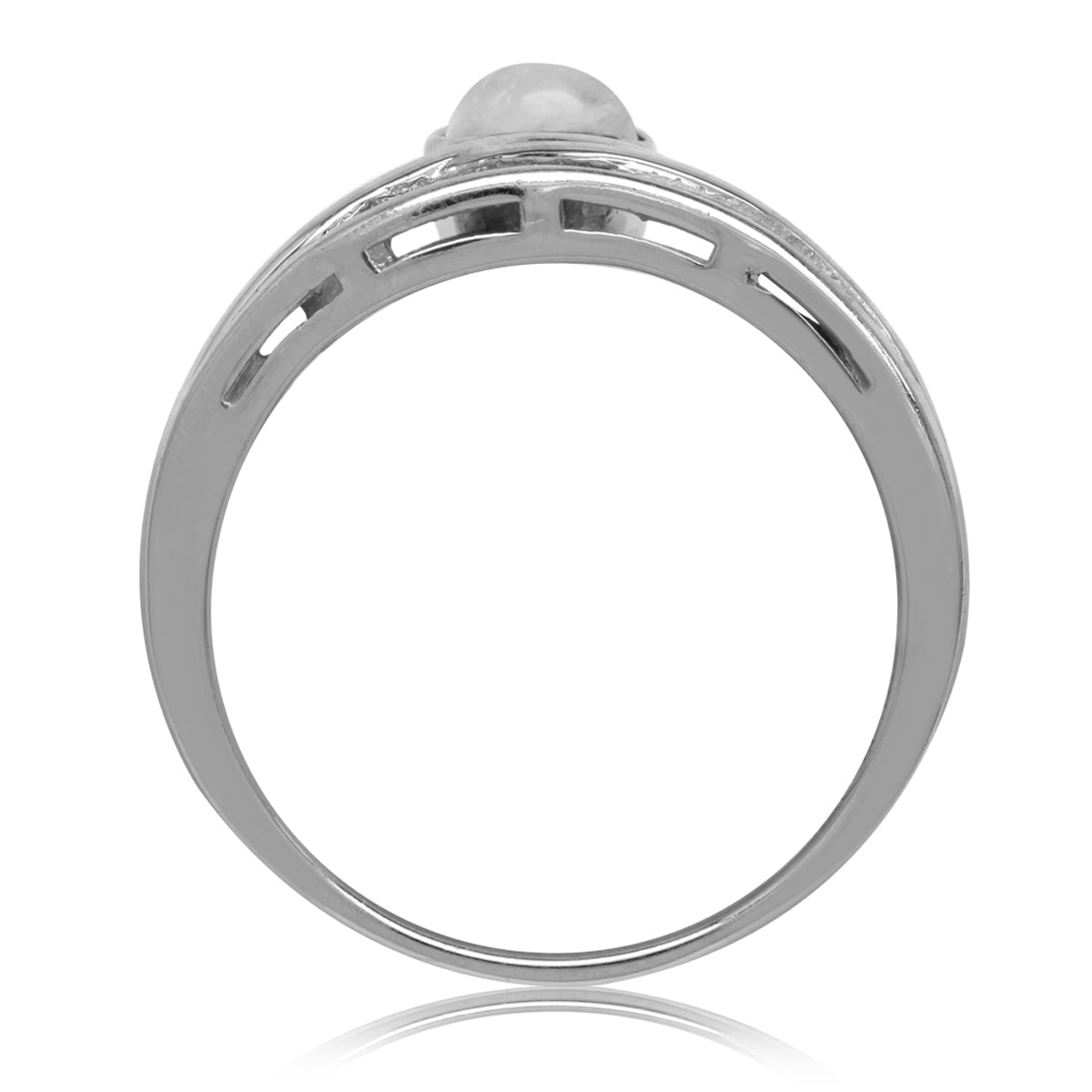 5MM Natural Round Shape Moonstone 925 Sterling Silver Minimalist Modern Wavy Ring silvershake