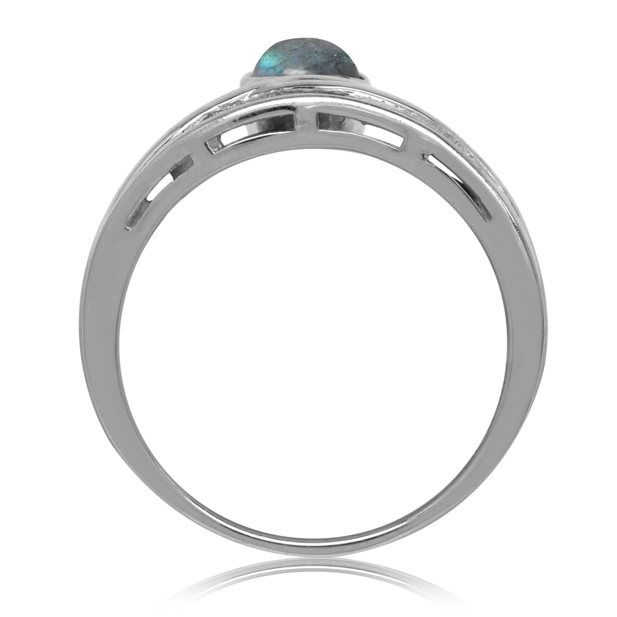 5MM Round Shape Labradorite 925 Sterling Silver Minimalist Modern Wavy Ring