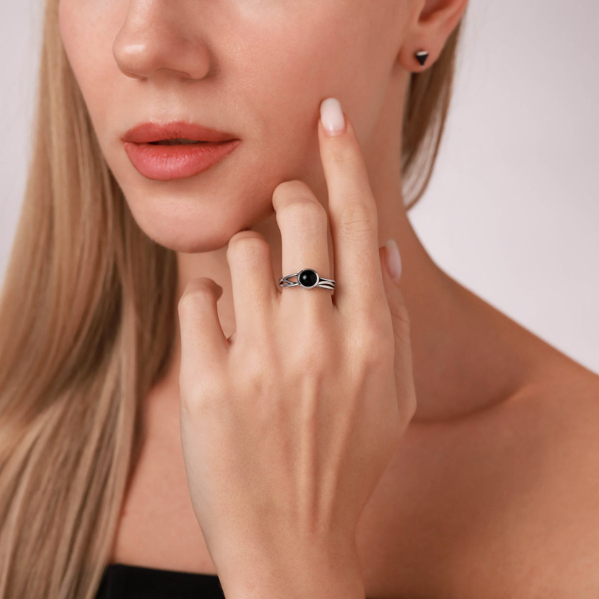 6MM Natural Round Shape Moonstone 925 Sterling Silver Solitaire Ring silvershake