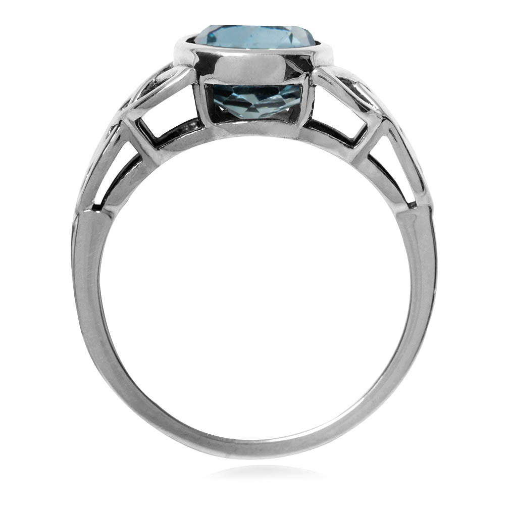 2.41ct. Genuine Blue Topaz 925 Sterling Silver Triquetra Celtic Knot Solitaire Ring - Silvershake-store