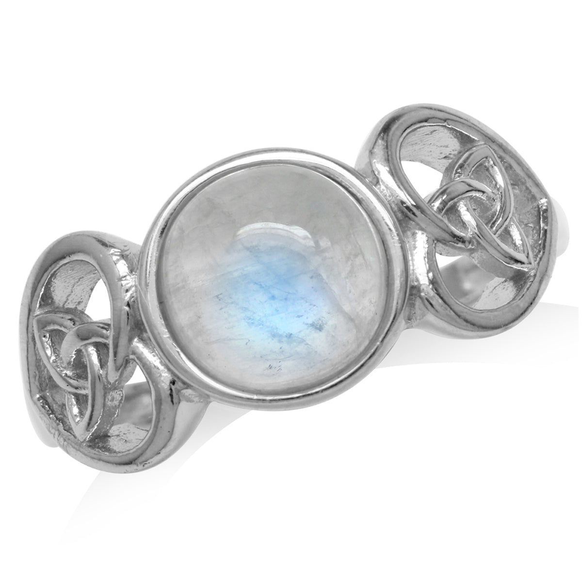 Natural Moonstone 925 Sterling Silver Triquetra Celtic Knot Heart Ring silvershake
