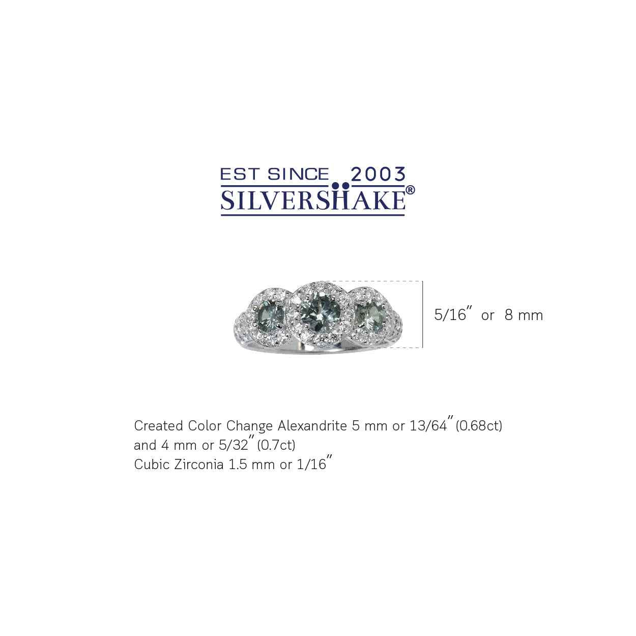 Simulated Color Change Alexandrite White Gold Plated 925 Sterling Silver