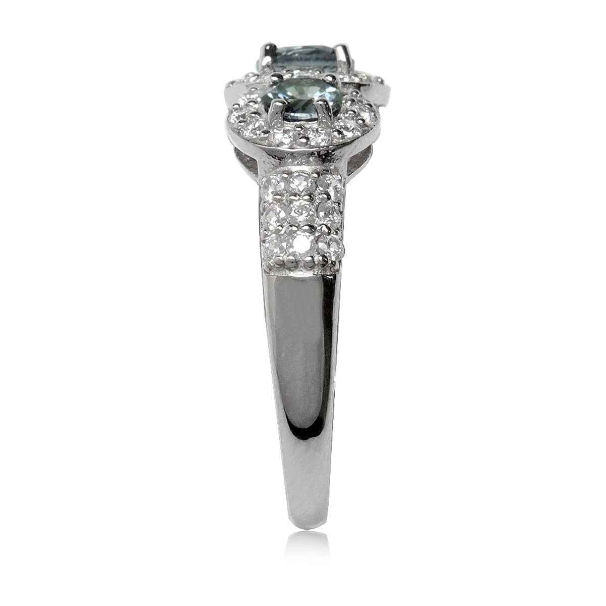 Simulated Color Change Alexandrite White Gold Plated 925 Sterling Silver