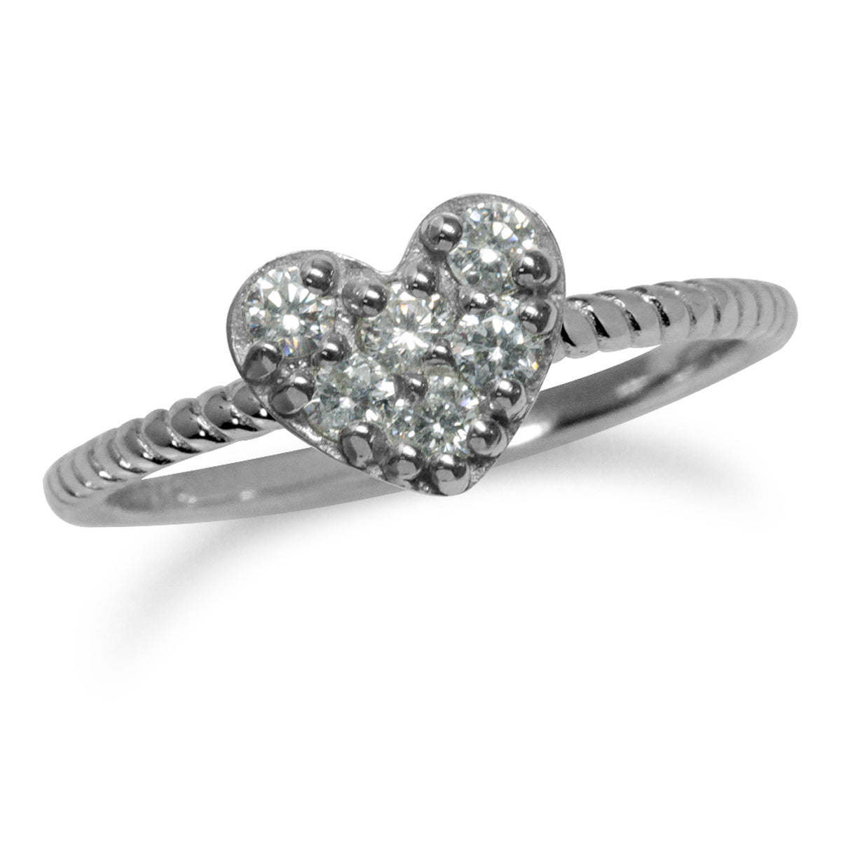 White CZ Gold Plated 925 Sterling Silver Stack/Stackable Heart Ring silvershake