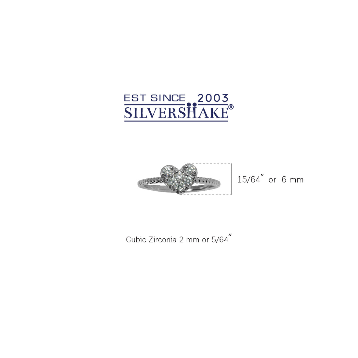 White CZ Gold Plated 925 Sterling Silver Stack/Stackable Heart Ring silvershake