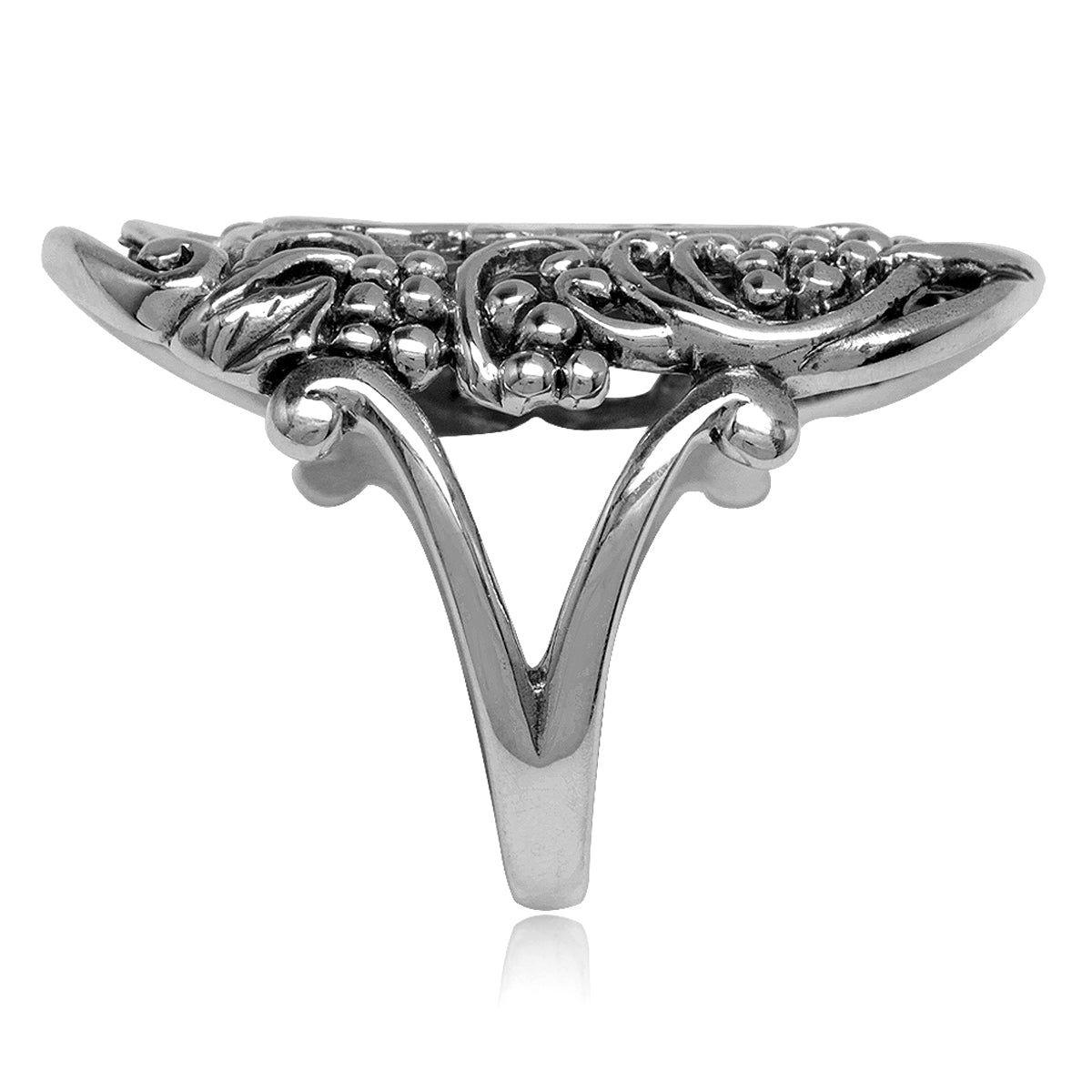 31MM 925 Sterling Silver BIRD in a TREE Filigree Ring