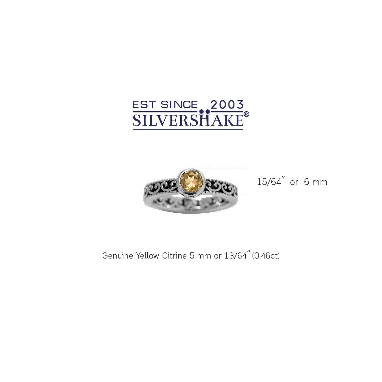 Natural Citrine 925 Sterling Silver Stack Stackable Filigree Ring - Silvershake-store