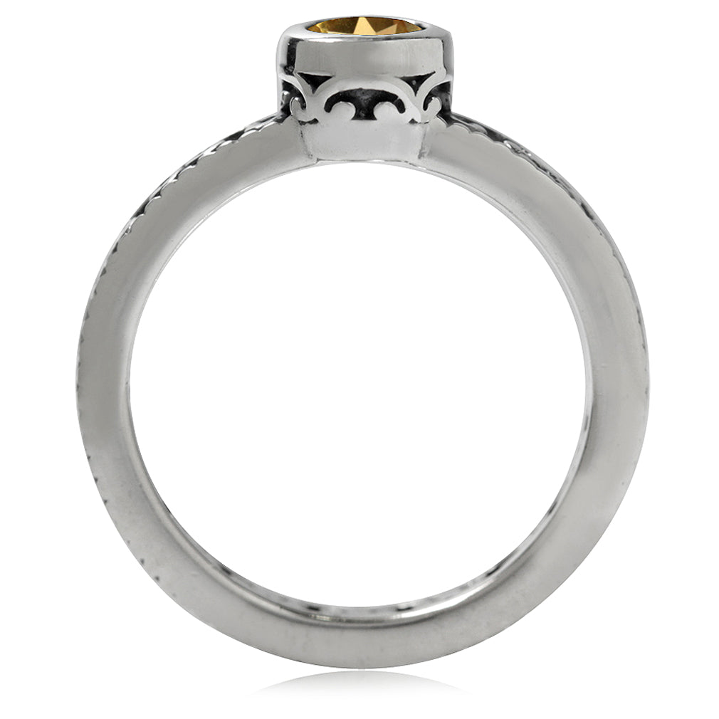 Natural Citrine 925 Sterling Silver Stack Stackable Filigree Ring - Silvershake-store