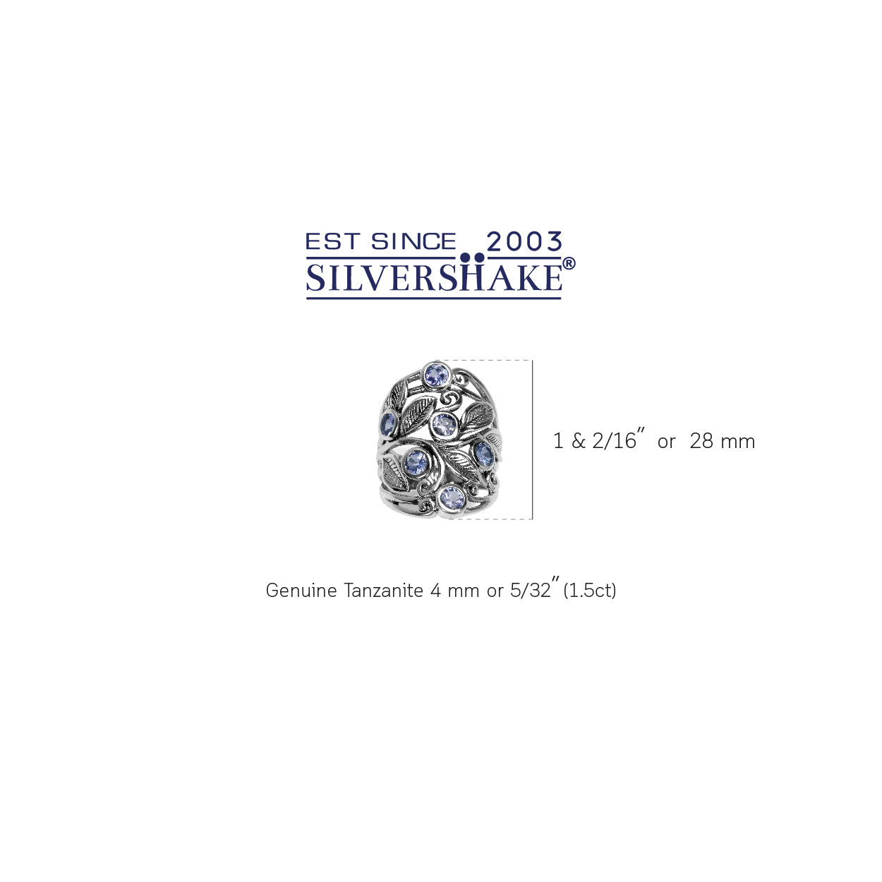 1.5ct. Genuine Tanzanite 925 Sterling Silver Filigree Leaf Ring - Silvershake-store