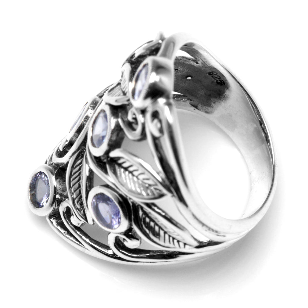 1.5ct. Genuine Tanzanite 925 Sterling Silver Filigree Leaf Ring - Silvershake-store