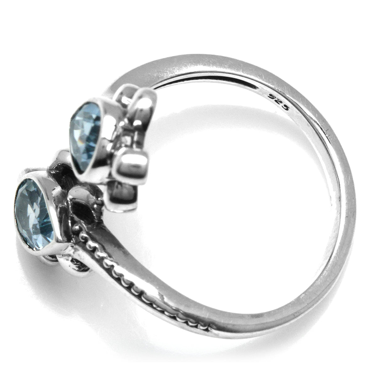 1.5ct. Genuine Blue Topaz 925 Sterling Silver Turtle Bypass Ring - Silvershake-store