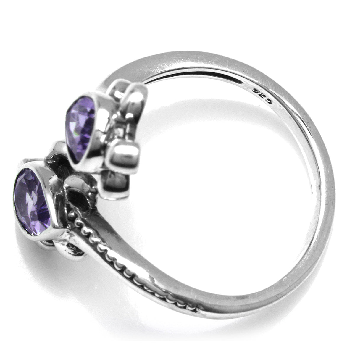 1.24ct. Natural Amethyst 925 Sterling Silver Turtle Bypass Ring - Silvershake-store