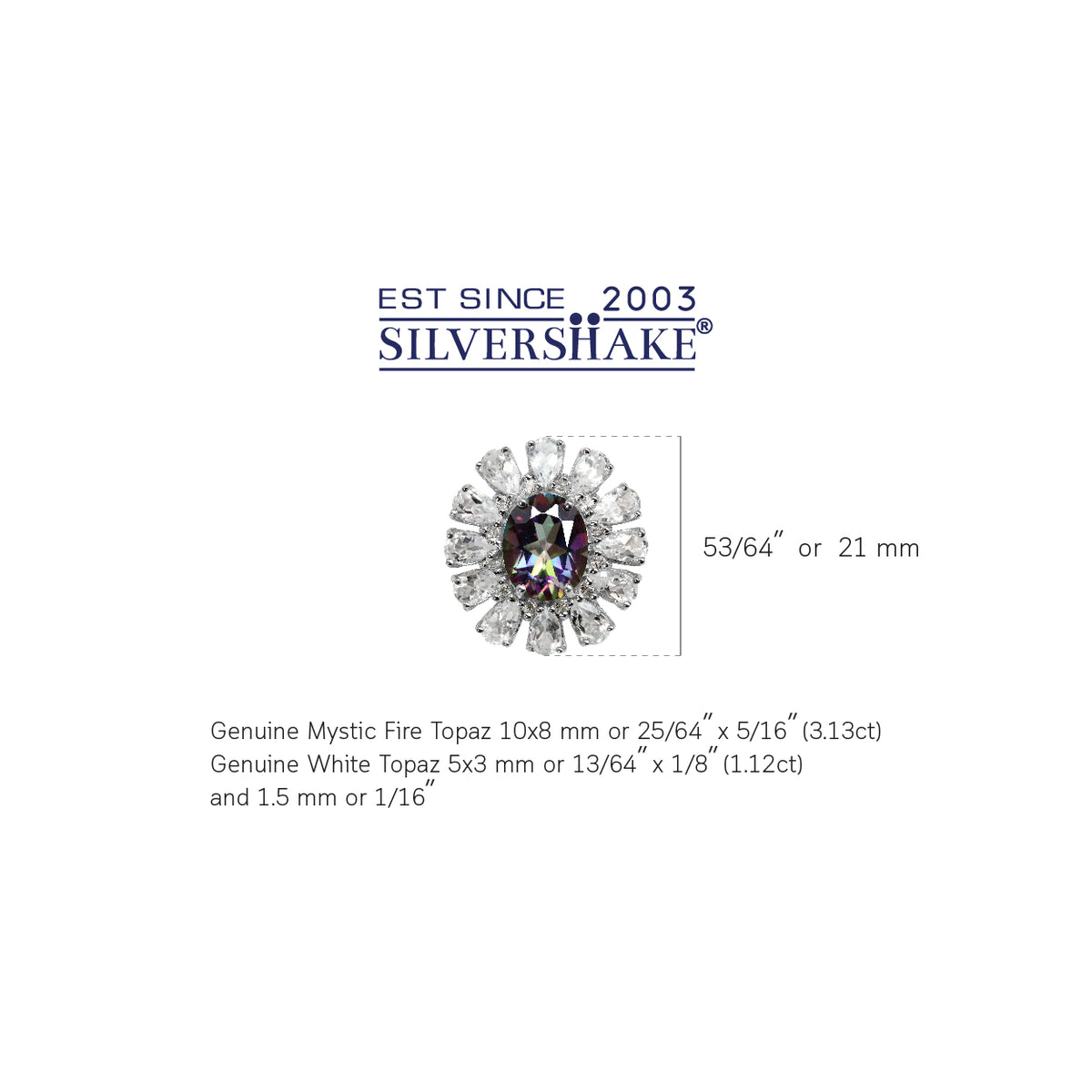 3.13ct. Mystic Fire Topaz Gold Plate 925 Sterling Silver Cluster Cocktail Ring silvershake