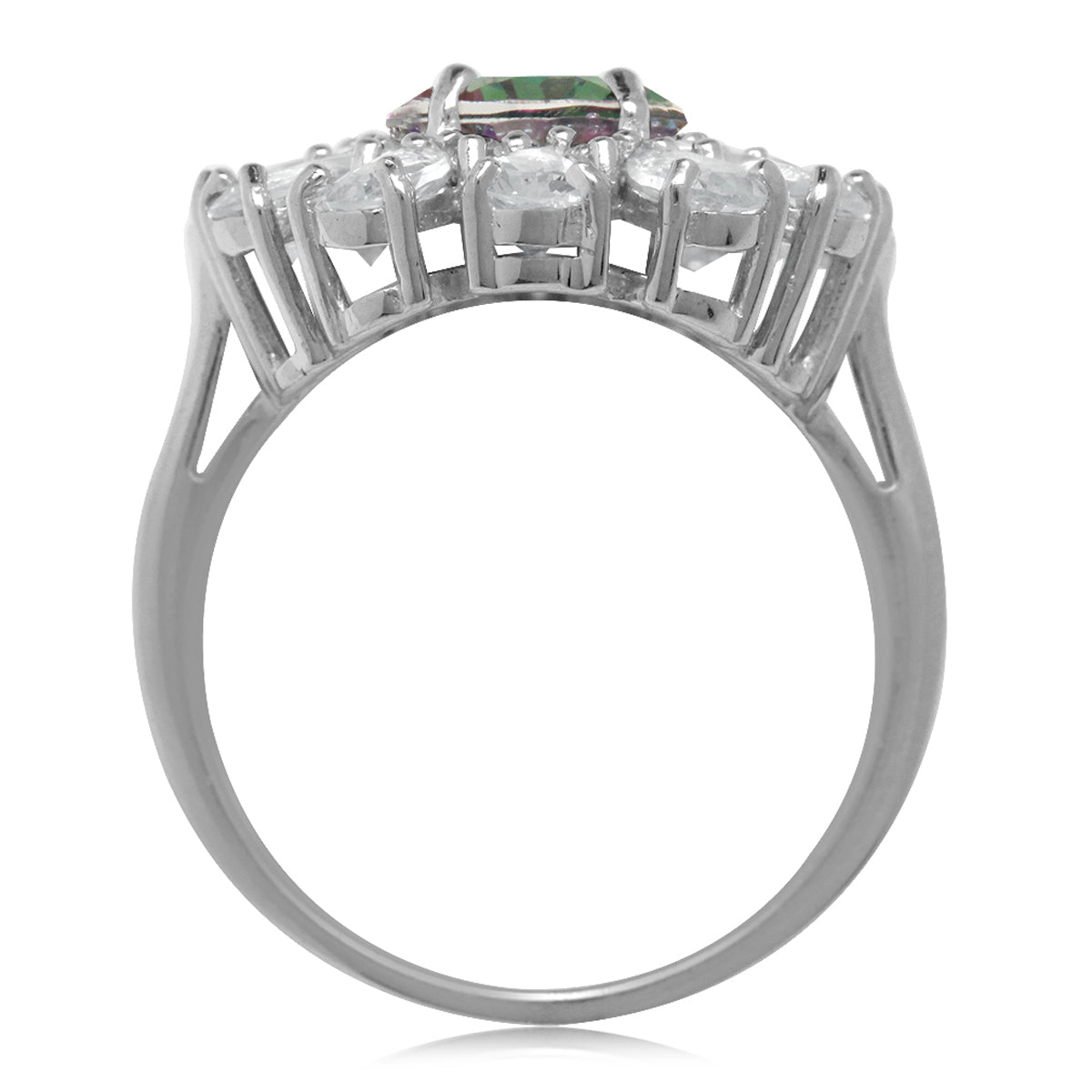 3.13ct. Mystic Fire Topaz Gold Plate 925 Sterling Silver Cluster Cocktail Ring silvershake