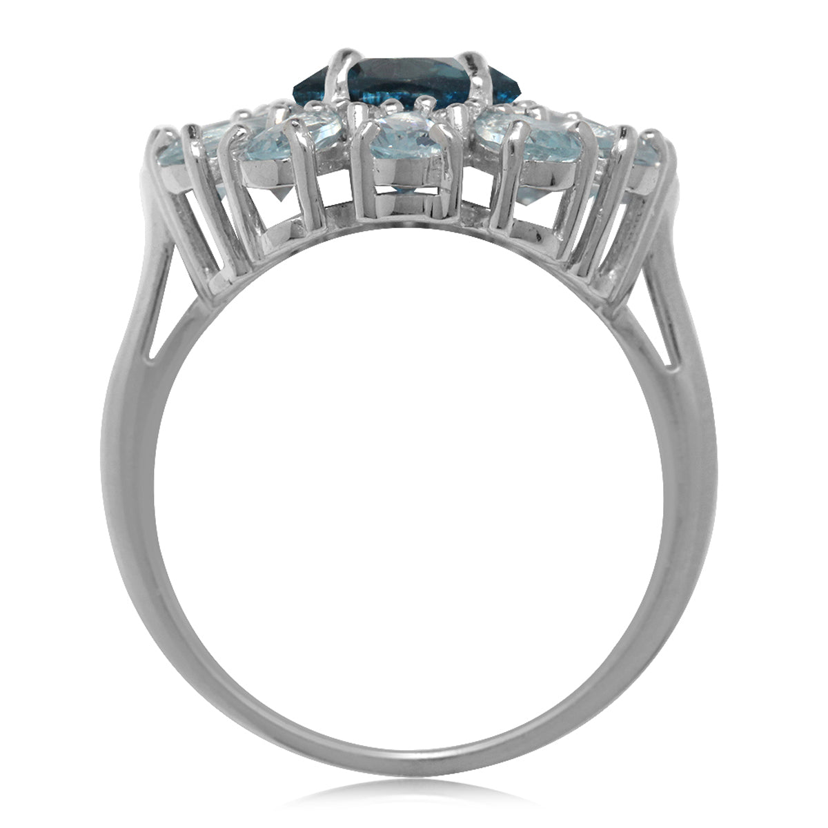 2.66ct. Genuine London Blue Topaz Gold Plate 925 Sterling Silver Cluster Cocktail Ring silvershake