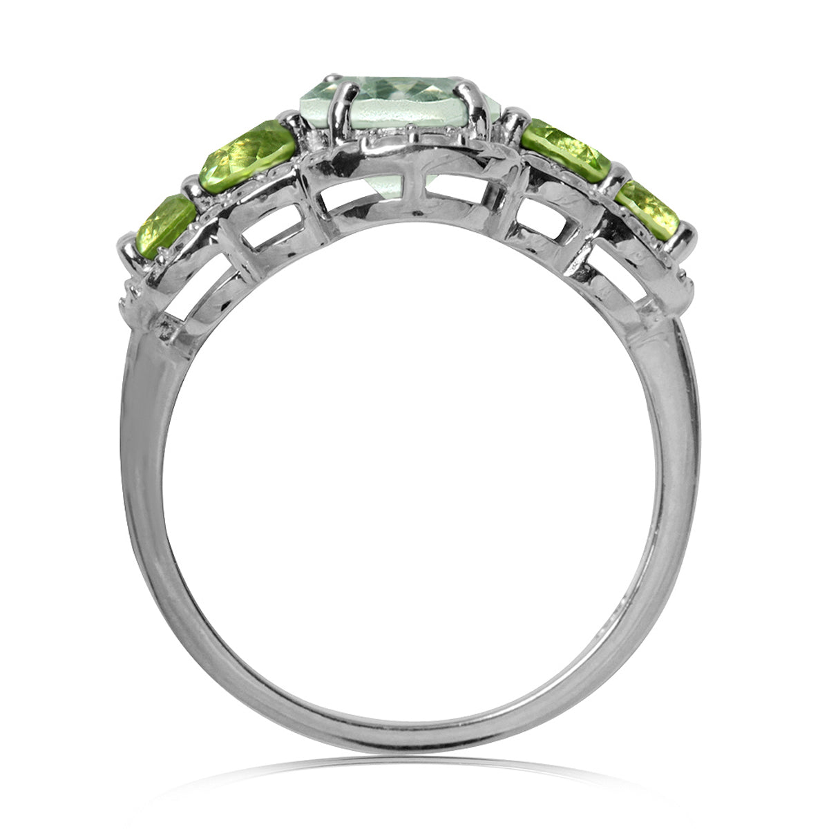 1.64ct. Natural Green Amethyst & Peridot White Gold Plated 925 Sterling Silver Cocktail Ring silvershake