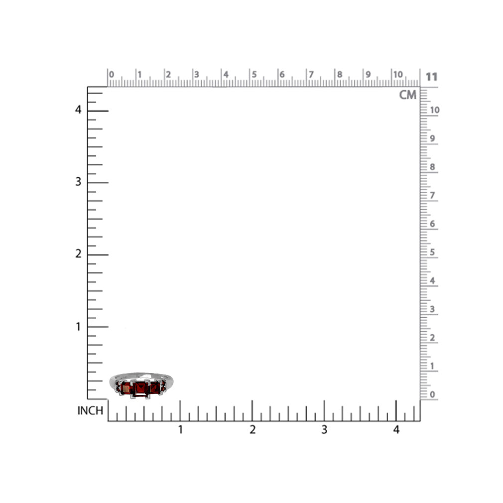 2.01ct. 3 Stone Square Shape Natural Garnet White Gold Plated 925 Sterling Silver Ring - Silvershake-store