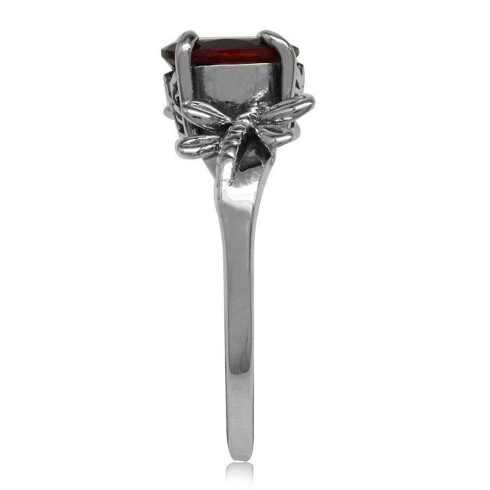 1.36 CTW 8X6mm Natural Oval Shape Red Garnet 925 Sterling Silver Dragonfly Solitaire Ring January Gemstone Birthstone