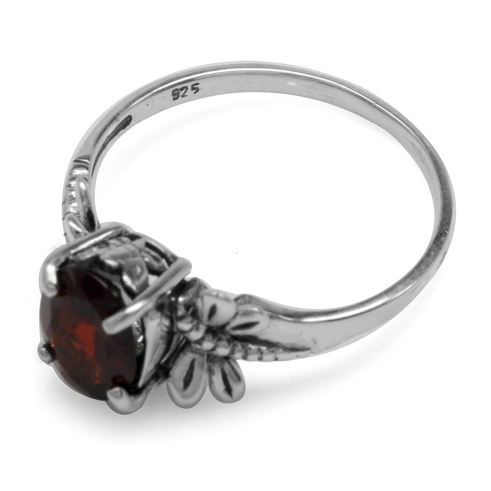 1.36 CTW 8X6mm Natural Oval Shape Red Garnet 925 Sterling Silver Dragonfly Solitaire Ring January Gemstone Birthstone