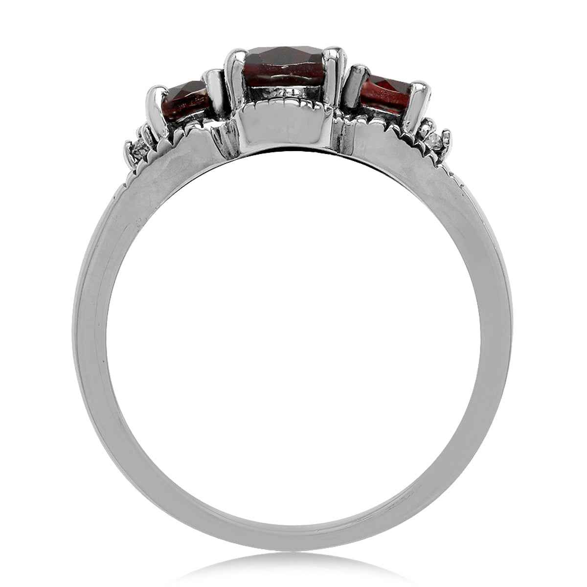 1.31ct. 3 Stone Natural Red Garnet 925 Sterling Silver Ring