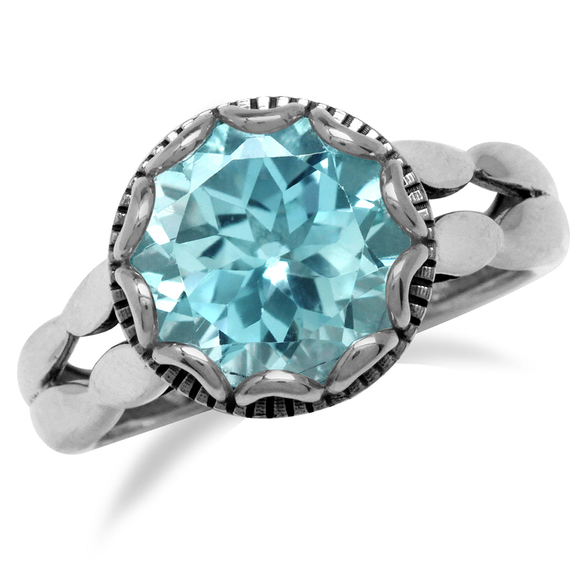 4.4ct. Genuine Sky Blue Topaz 925 Sterling Silver Unique & Vintage Style Ring silvershake