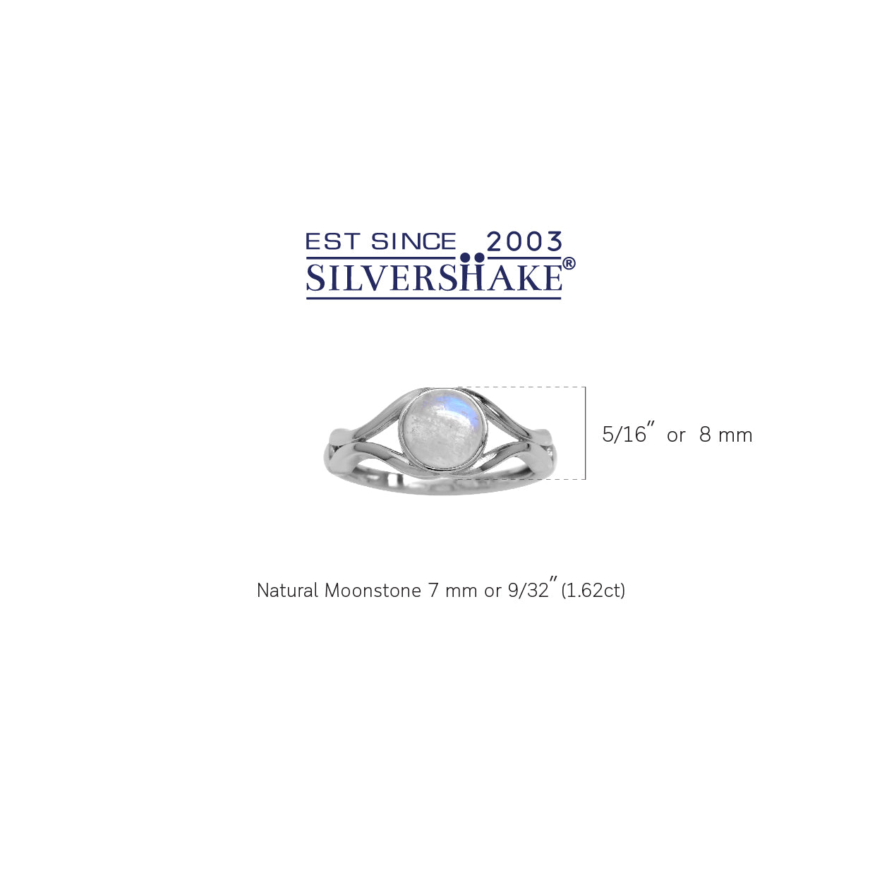 June Birthstone Natural Moonstone 925 Sterling Silver Solitaire Ring - Silvershake-store