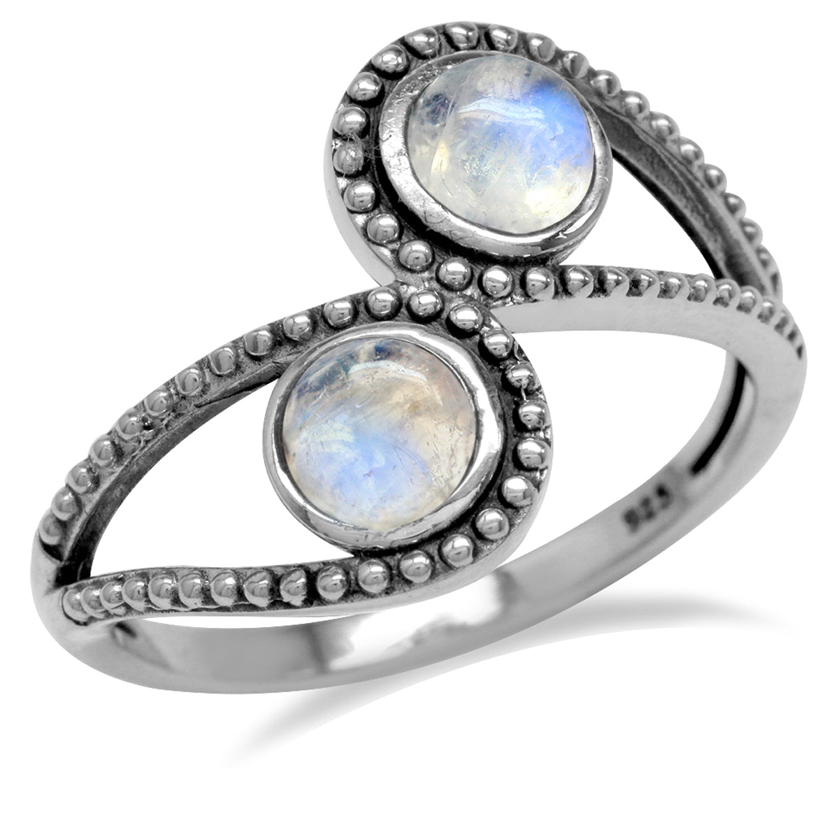 Natural Moonstone 925 Sterling Silver Bali/Balinese Style Bypass Ring silvershake