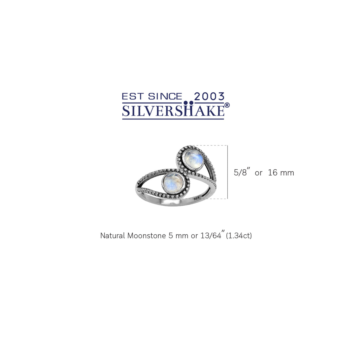 Natural Moonstone 925 Sterling Silver Bali/Balinese Style Bypass Ring silvershake