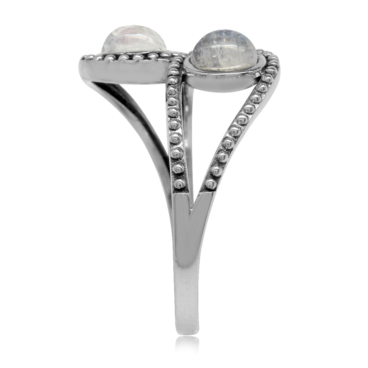 Natural Moonstone 925 Sterling Silver Bali/Balinese Style Bypass Ring silvershake