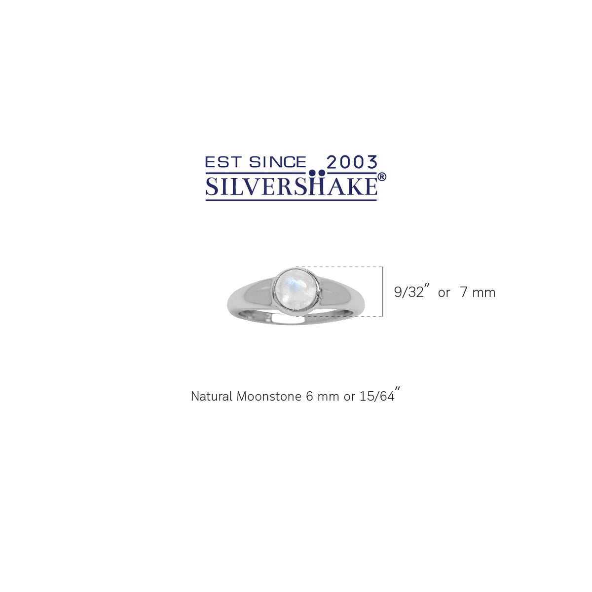 Natural Moonstone 925 Sterling Silver Simple Classic Ring silvershake