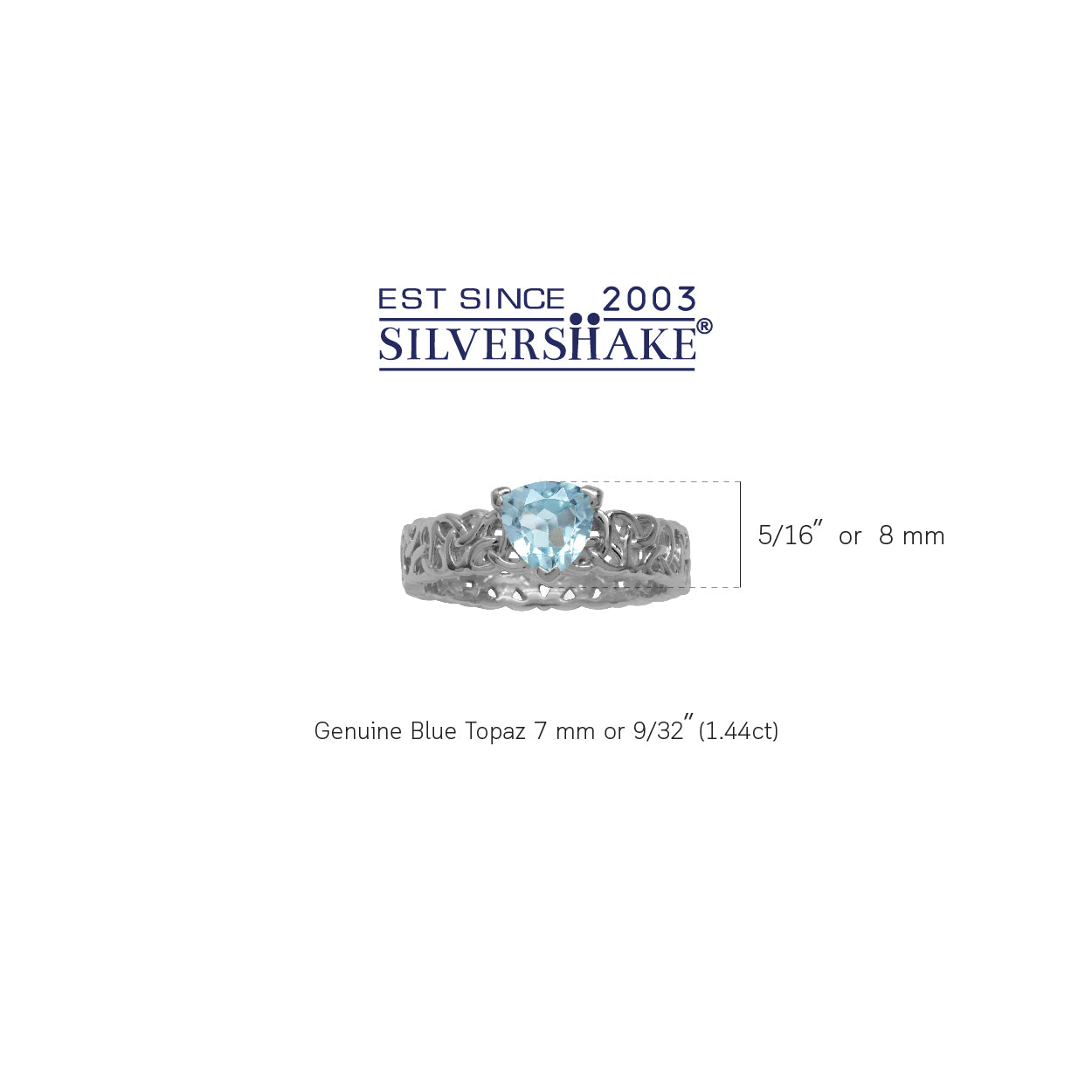 1.44ct. Genuine Trillion Shape Blue Topaz 925 Sterling Silver Triquetra Celtic Knot Eternity Ring
