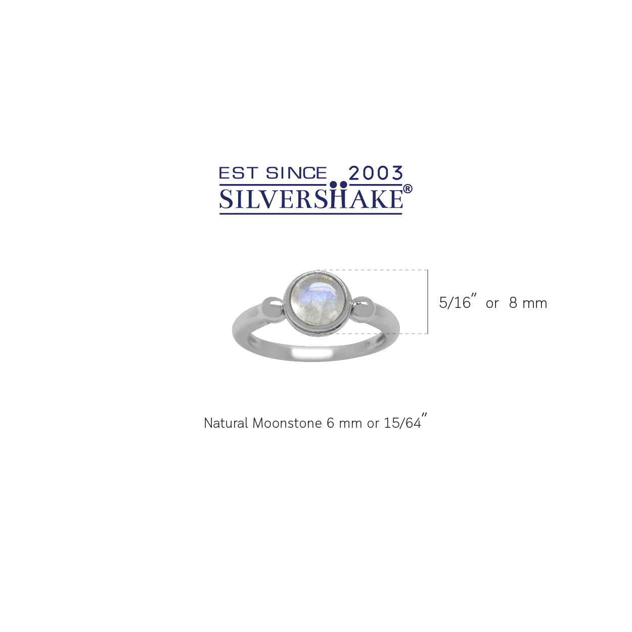 Natural Moonstone 925 Sterling Silver Solitaire Casual Ring - Silvershake-store