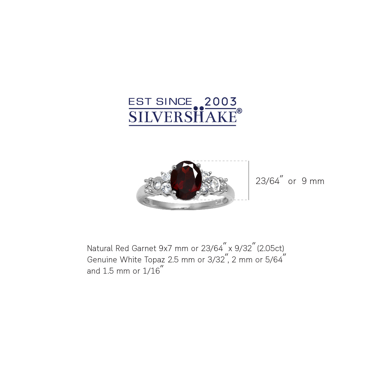 2.05ct. Natural Garnet and White Topaz 925 Sterling Silver Engagement Ring - Silvershake-store