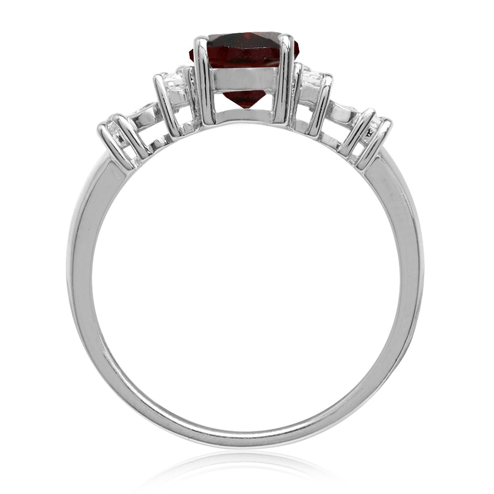2.05ct. Natural Garnet and White Topaz 925 Sterling Silver Engagement Ring - Silvershake-store