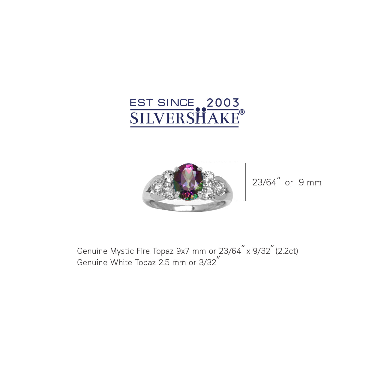 2.2ct. Mystic Fire Topaz White Gold Plated 925 Sterling Silver Engagement Ring - Silvershake-store