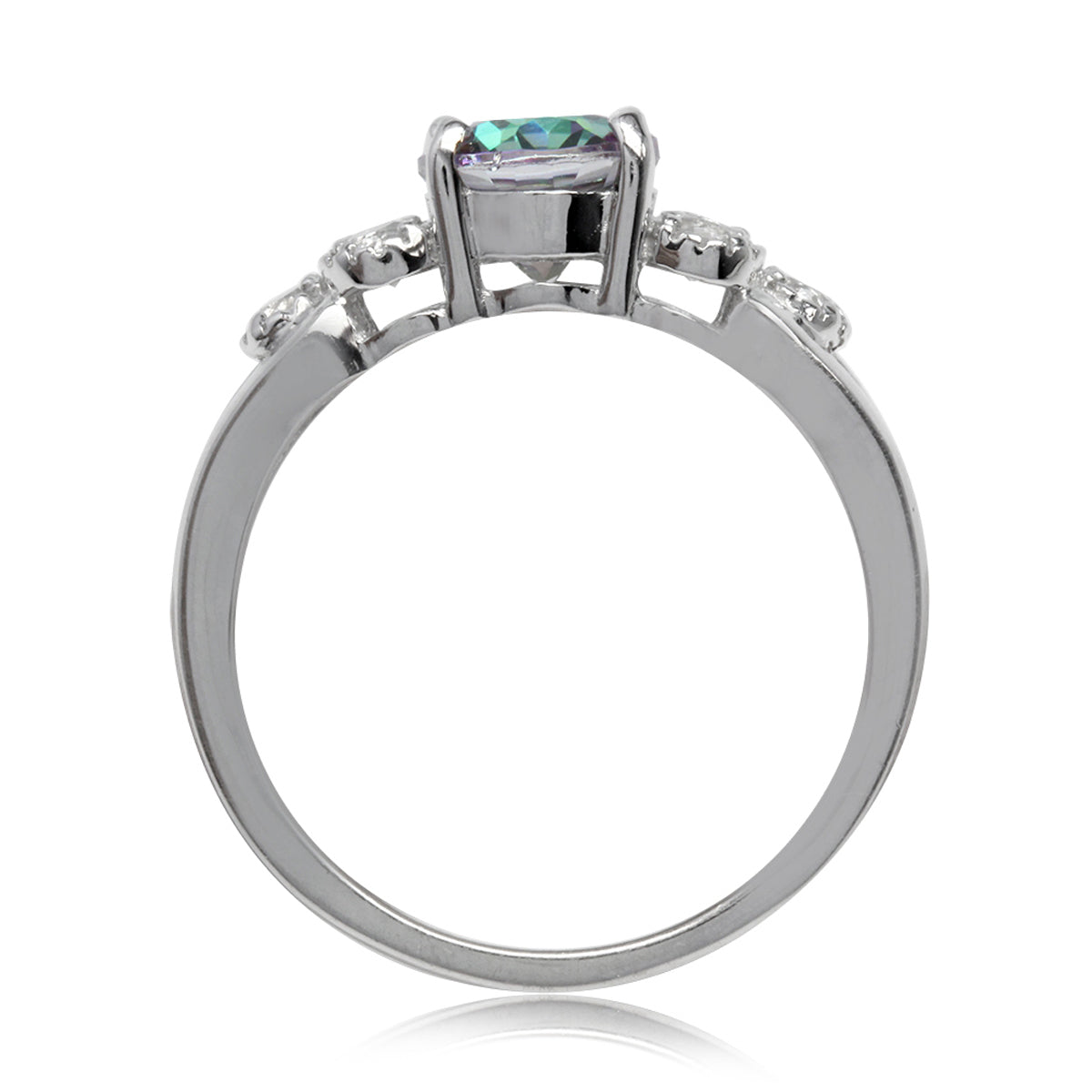 2.2ct. Mystic Fire Topaz White Gold Plated 925 Sterling Silver Engagement Ring - Silvershake-store