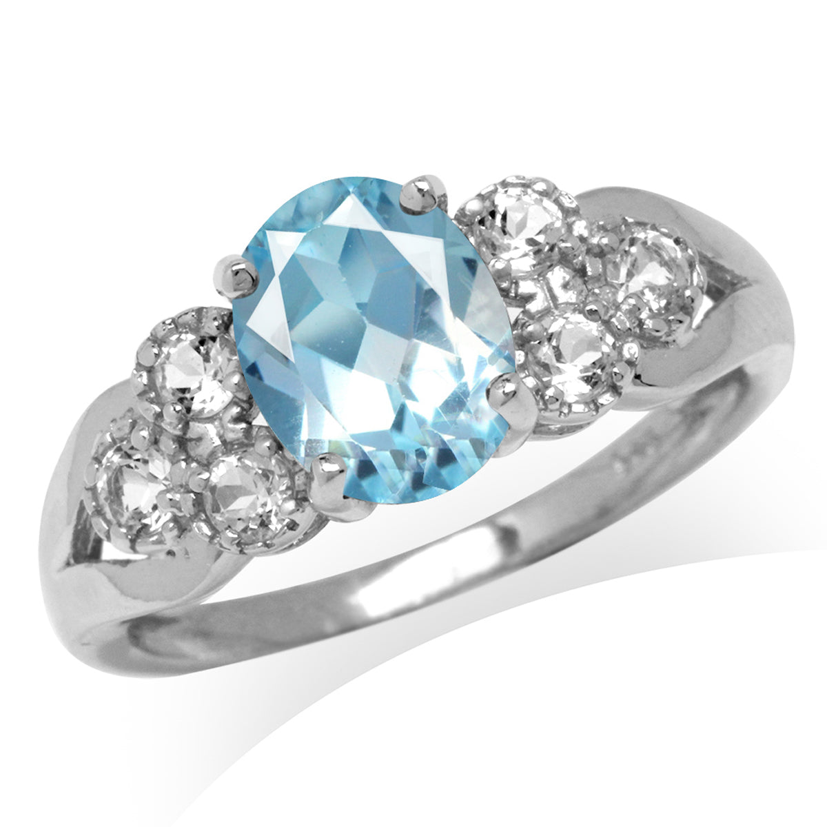 2.17ct. Genuine Blue Topaz White Gold Plated 925 Sterling Silver Engagement Ring - Silvershake-store
