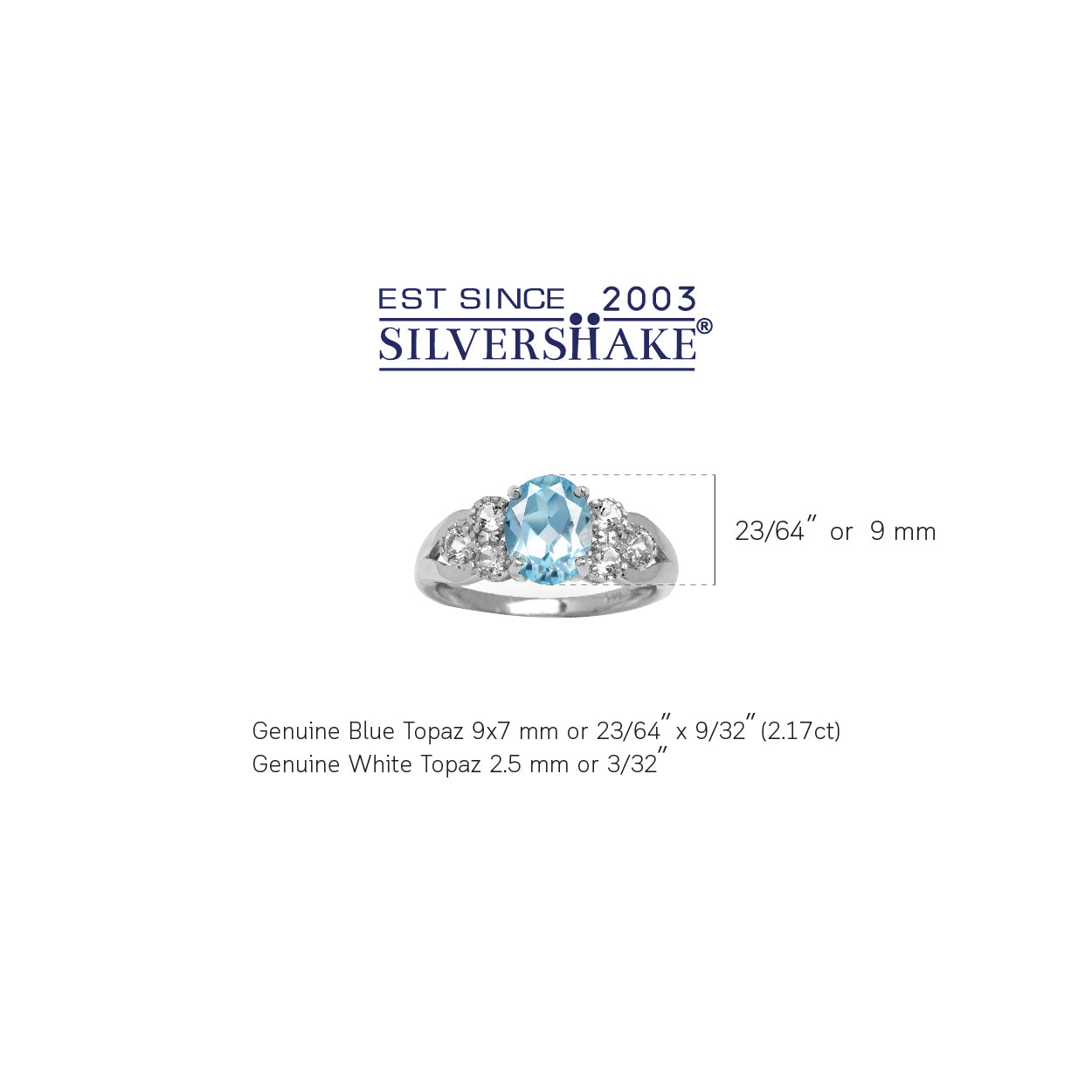 2.17ct. Genuine Blue Topaz White Gold Plated 925 Sterling Silver Engagement Ring - Silvershake-store