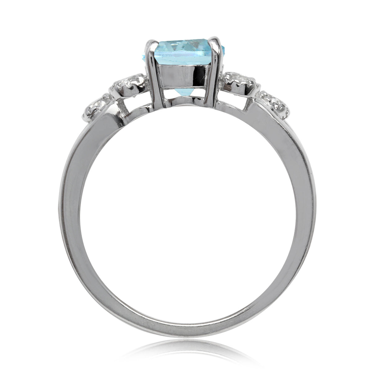 2.17ct. Genuine Blue Topaz White Gold Plated 925 Sterling Silver Engagement Ring - Silvershake-store