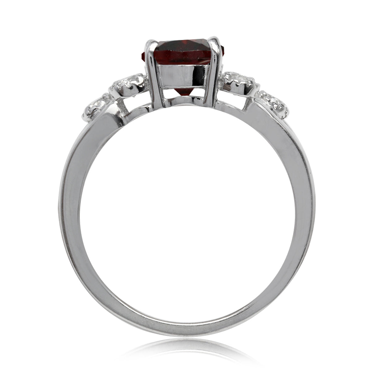 2.05ct. 9X7mm Natural Oval Shape Garnet and White Topaz 925 Sterling Silver Engagement Ring - Silvershake-store