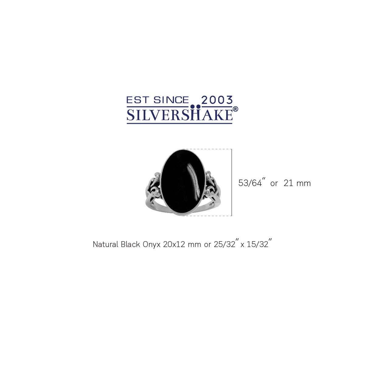 Oval Shape Inlay Created Onyx 925 Sterling Silver Victorian Style Heart Knot Ring silvershake